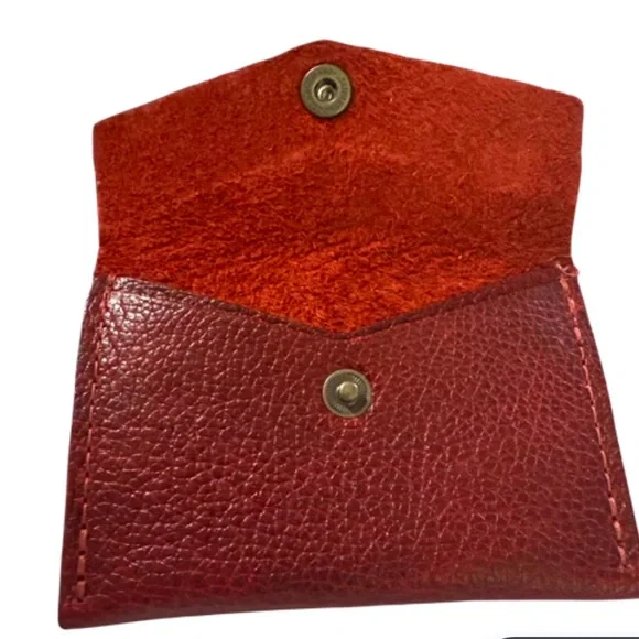 Portland Leather Goods Mini Envelope Wallet Chili Red Card Holder - Picture 3 of 5